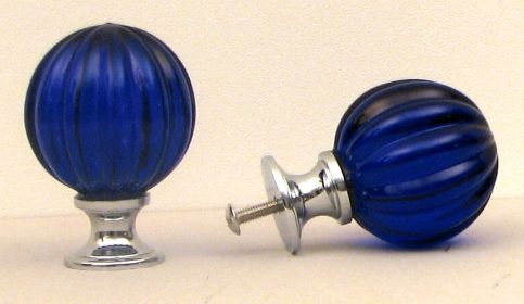 Blue Solid Crystal (Pumpkin) Knob