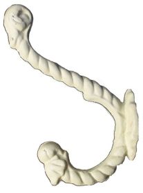 Antique White Cast Iron Rope Hook Set (3)