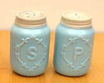 Blue Ceramic Mason Jar Salt & Pepper Shaker Set