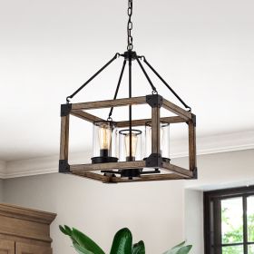 Warehouse of Tiffany Lune Black and Woodgrain Chandelier