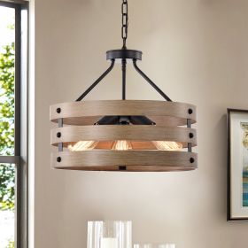 Warehouse of Tiffany Fleur Matte Black and Woodgrain Chandelier