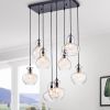 Warehouse of Tiffany Beveen 8-Light Black Metal and Glass Pendant Light