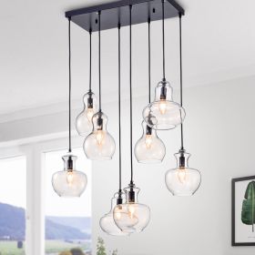 Warehouse of Tiffany Beveen 8-Light Black Metal and Glass Pendant Light