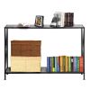 Artisasset Grey MDF Countertop Black Wrought Iron Base 2 Layers Forked Console Table