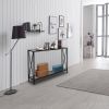 Artisasset Grey MDF Countertop Black Wrought Iron Base 2 Layers Forked Console Table