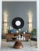 31.5x1x31.5" Round Carter Wooden Mirror with Gold Iron Frame Neutral Colorway Wall Decor for Live space
