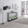 Artisasset Grey MDF Countertop Black Wrought Iron Base 2 Layers Forked Console Table