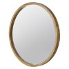 D28" Wood Round Mirror, Farmhouse Decor Style Circle Wall Mirror for Living Room Bathroom Entryway