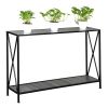 Artisasset Grey MDF Countertop Black Wrought Iron Base 2 Layers Forked Console Table