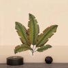 35 Inch Tropical Metal Palm Leaf Wall Mount Accent Decor, Brushed Green, Antique Yellow, Black
