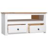 Corner TV Stand White 36.6"x19.3"x19.3" Solid Pine Panama Range