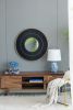 31.5x1x31.5" Round Carter Wooden Mirror with Gold Iron Frame Neutral Colorway Wall Decor for Live space