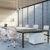 Ergonomic Office Chair Home Desk Mesh Chair with Fixed Armrest Executive Computer Chair with Soft Foam Seat Cushion