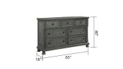Jackson Modern Style 7-Drawer Dresser Made with Wood & Rustic Gray Finish