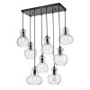 Warehouse of Tiffany Beveen 8-Light Black Metal and Glass Pendant Light