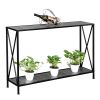 Artisasset Grey MDF Countertop Black Wrought Iron Base 2 Layers Forked Console Table