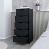 Logan Black 5 Narrow Drawer Dresser