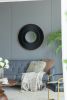 31.5x1x31.5" Round Carter Wooden Mirror with Gold Iron Frame Neutral Colorway Wall Decor for Live space