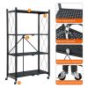 Joybos® 4 Tier Black Heavy Duty Foldable Metal Organizer Shelves with Wheels