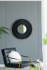 31.5x1x31.5" Round Carter Wooden Mirror with Gold Iron Frame Neutral Colorway Wall Decor for Live space