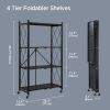 Joybos® 4 Tier Black Heavy Duty Foldable Metal Organizer Shelves with Wheels