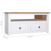 Corner TV Stand White 36.6"x19.3"x19.3" Solid Pine Panama Range