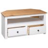 Corner TV Stand White 36.6"x19.3"x19.3" Solid Pine Panama Range