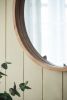 D28" Wood Round Mirror, Farmhouse Decor Style Circle Wall Mirror for Living Room Bathroom Entryway