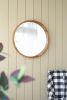 D28" Wood Round Mirror, Farmhouse Decor Style Circle Wall Mirror for Living Room Bathroom Entryway