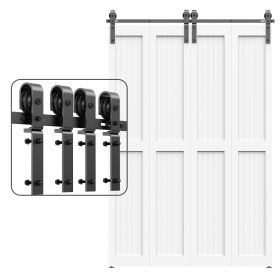 Bi-Fold Sliding Barn Door Hardware Kit for 4 Doors (size: 5Ft)