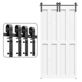 Bi-Fold Sliding Barn Door Hardware Kit for 4 Doors (size: 3.3FT)