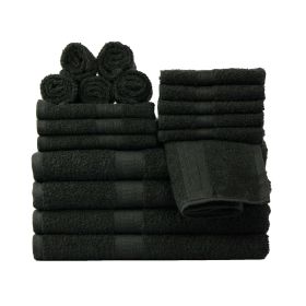 Basic Solid 18-Piece Bath Towel Set (Color: Black)