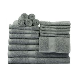Basic Solid 18-Piece Bath Towel Set (Color: School Grey)