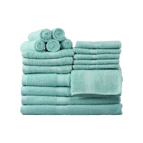 Basic Solid 18-Piece Bath Towel Set (Color: Aqua)