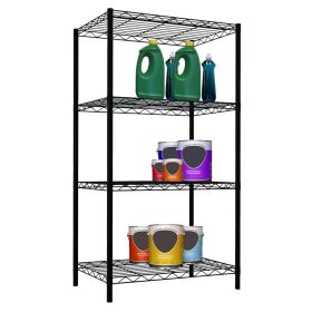 Heavy Duty Steel 4-Shelf Wire Rack (Color: Black)