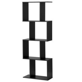 Wooden Multi-Tier S-Shaped Bookcase (size: 4tier)