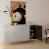 Stylish and Functional 4-Door Storage Cabinet with Pine Legs and MDF, for Living Room Bedroom,and Kitchen