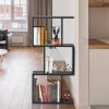 Wooden Multi-Tier S-Shaped Bookcase
